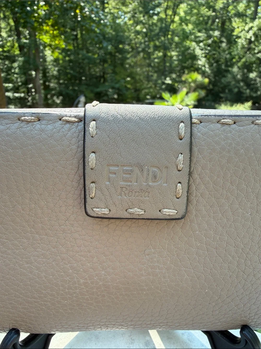 Fendi PEEKABOO CUOIO ROMA CORDA Taupe Leather Snap Wallet COA